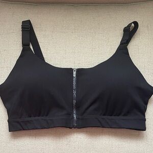 Reebok Black Front-Zip Sports Bra